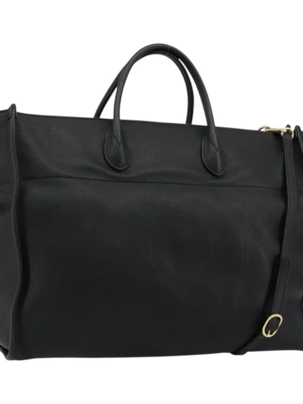 GUCCI Tote Bag Leather 2way Black Gold 674837 Auth